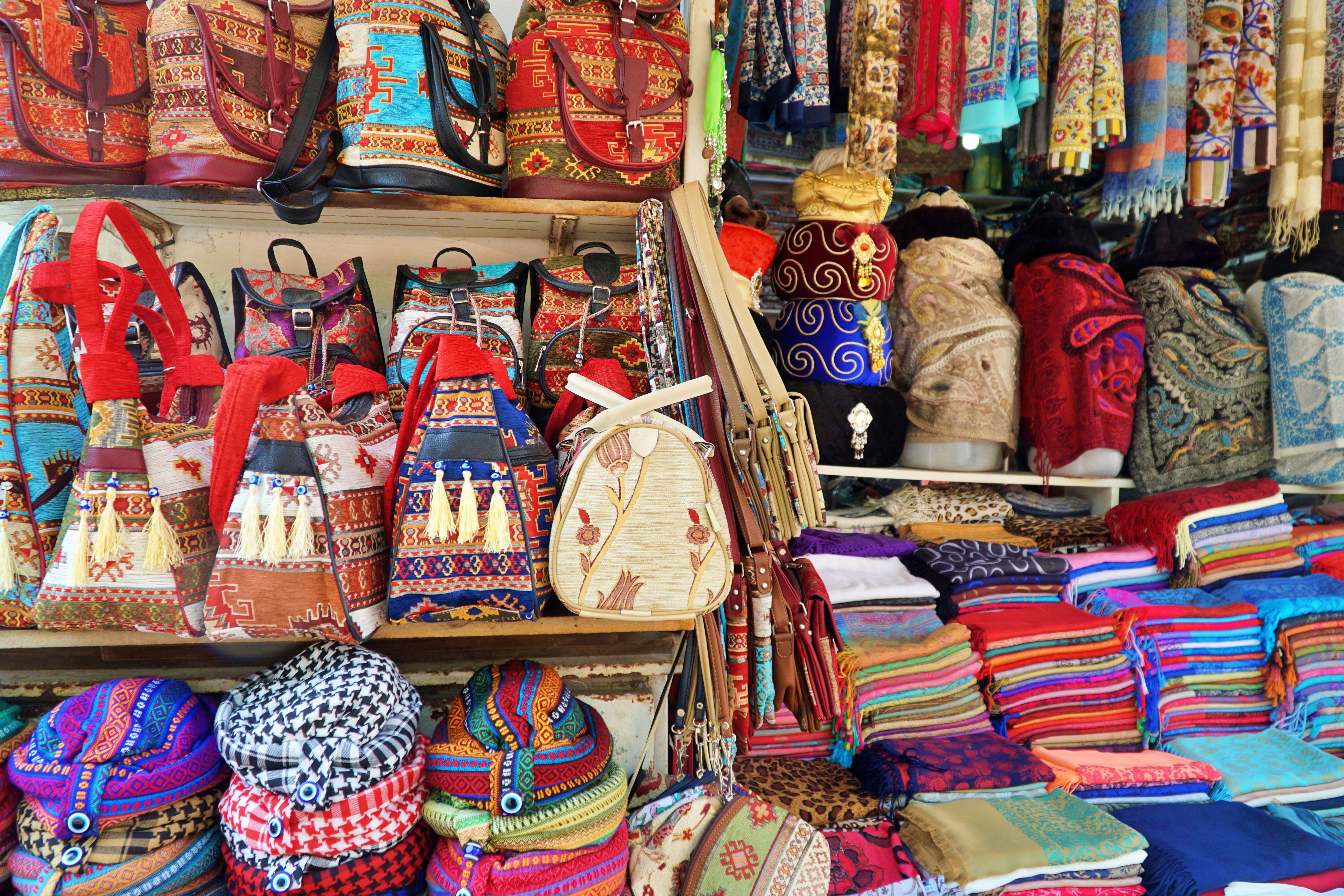 View of colorful  traditional souvenirs in Antalya, Turkey.