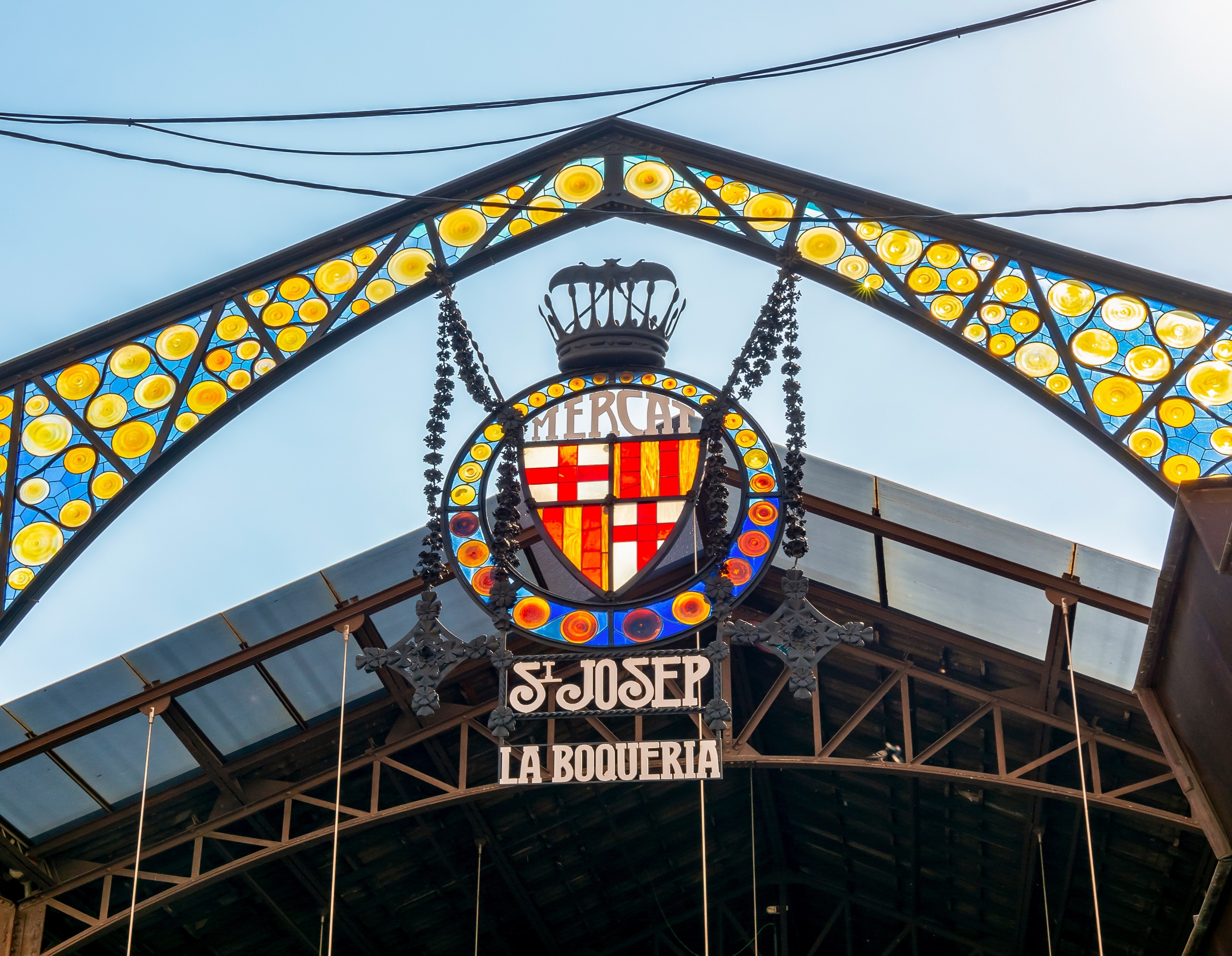 Boqueria market on La Rambla street, Barcelona, Spain