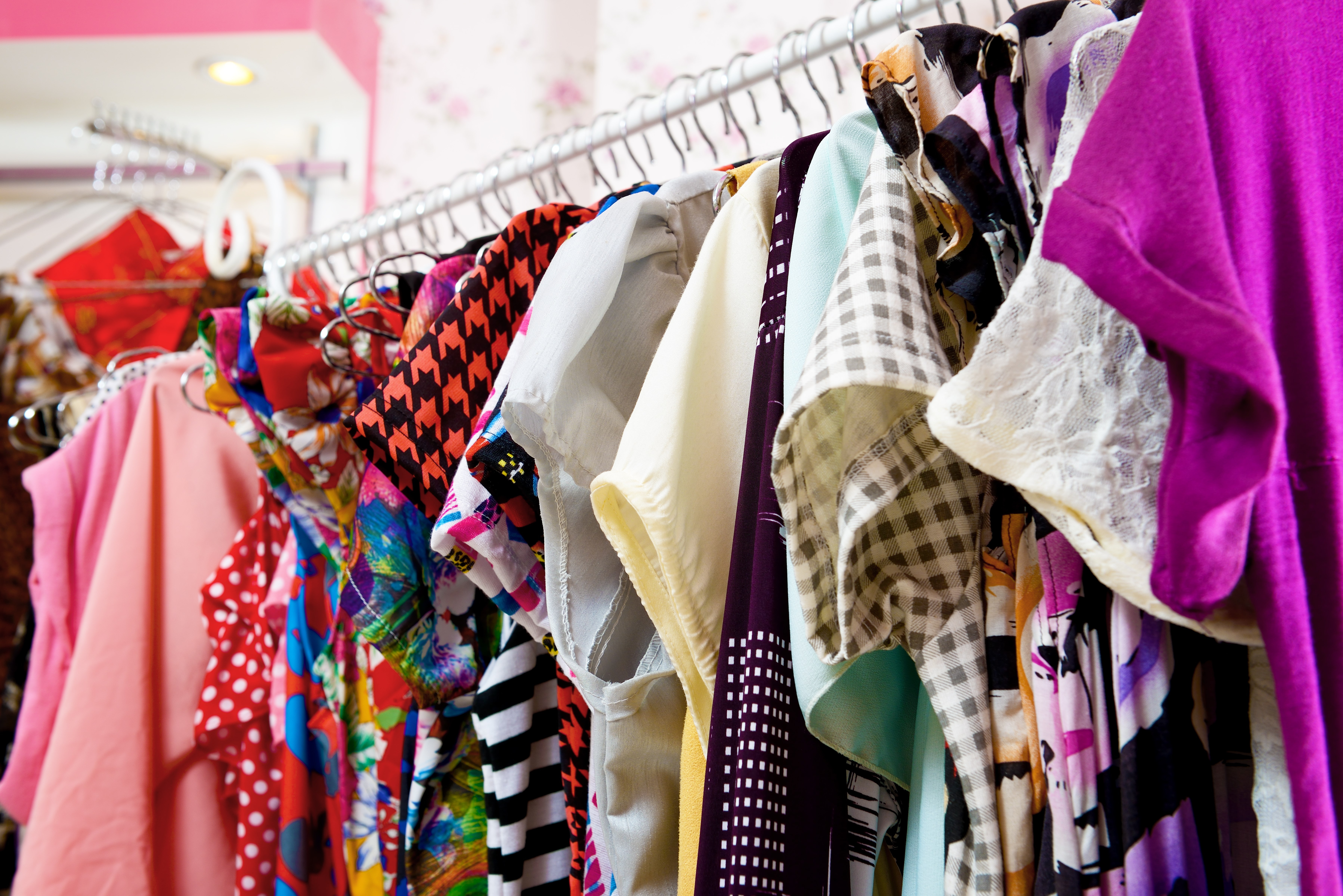 clothes in vintage store