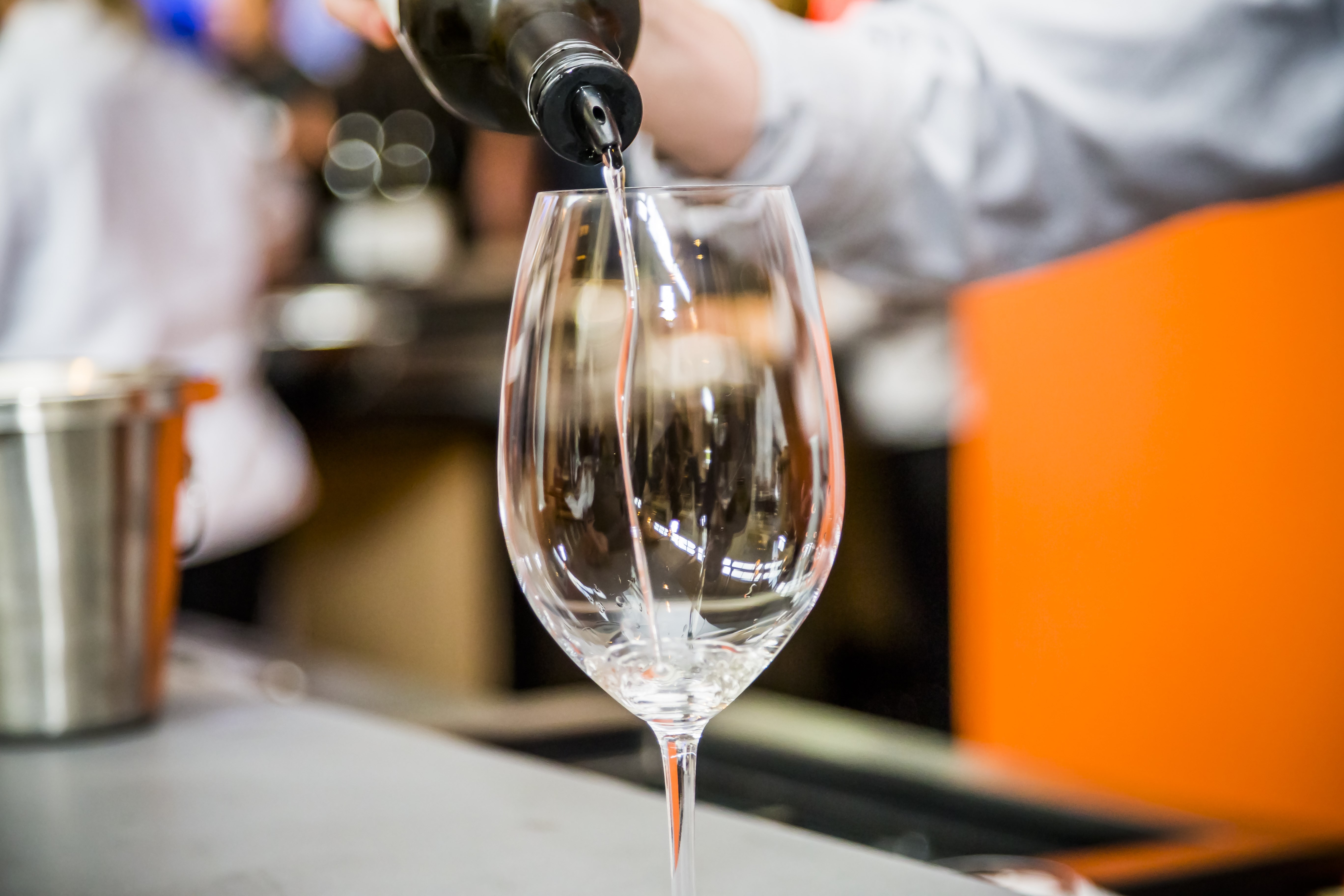 Wine poured in glass