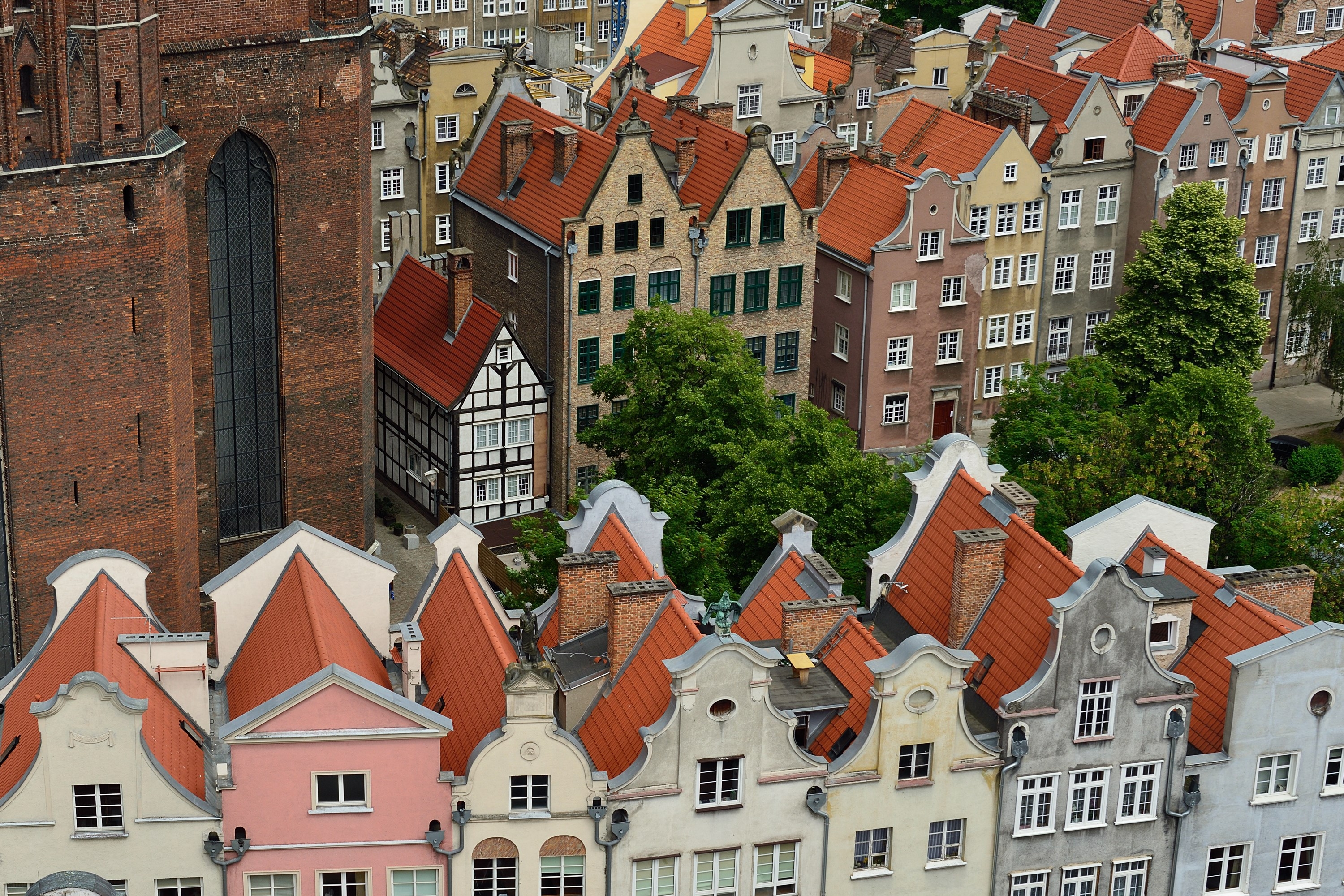 Poland, View on the old city in Gdansk is located at the Baltic sea