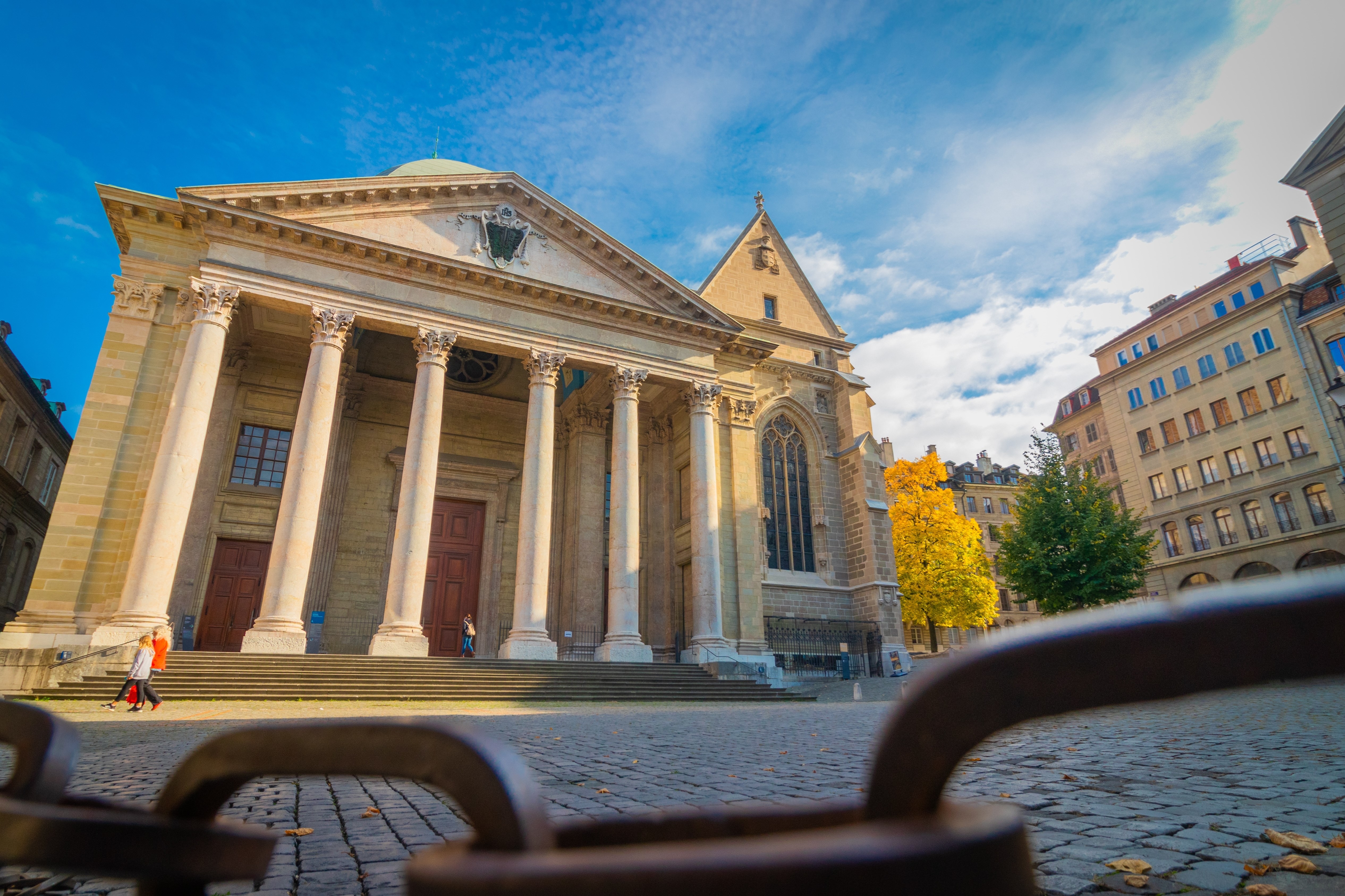 The cathedral, which is dedicated to Saint-Pierre and is the iconic image of Geneva, dominated by the Old Town from its top,