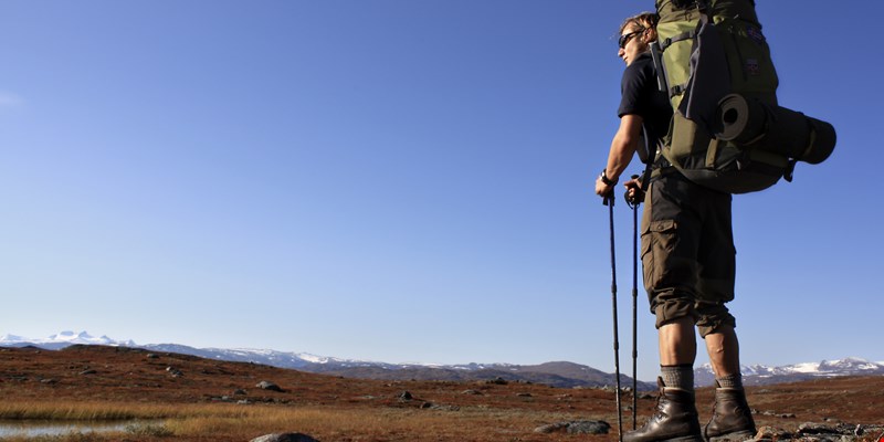 man on a hike