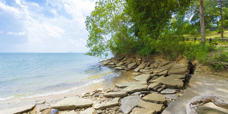 The shell graveyard Krabi , Fossil Shell Beach Krabi , Thailand