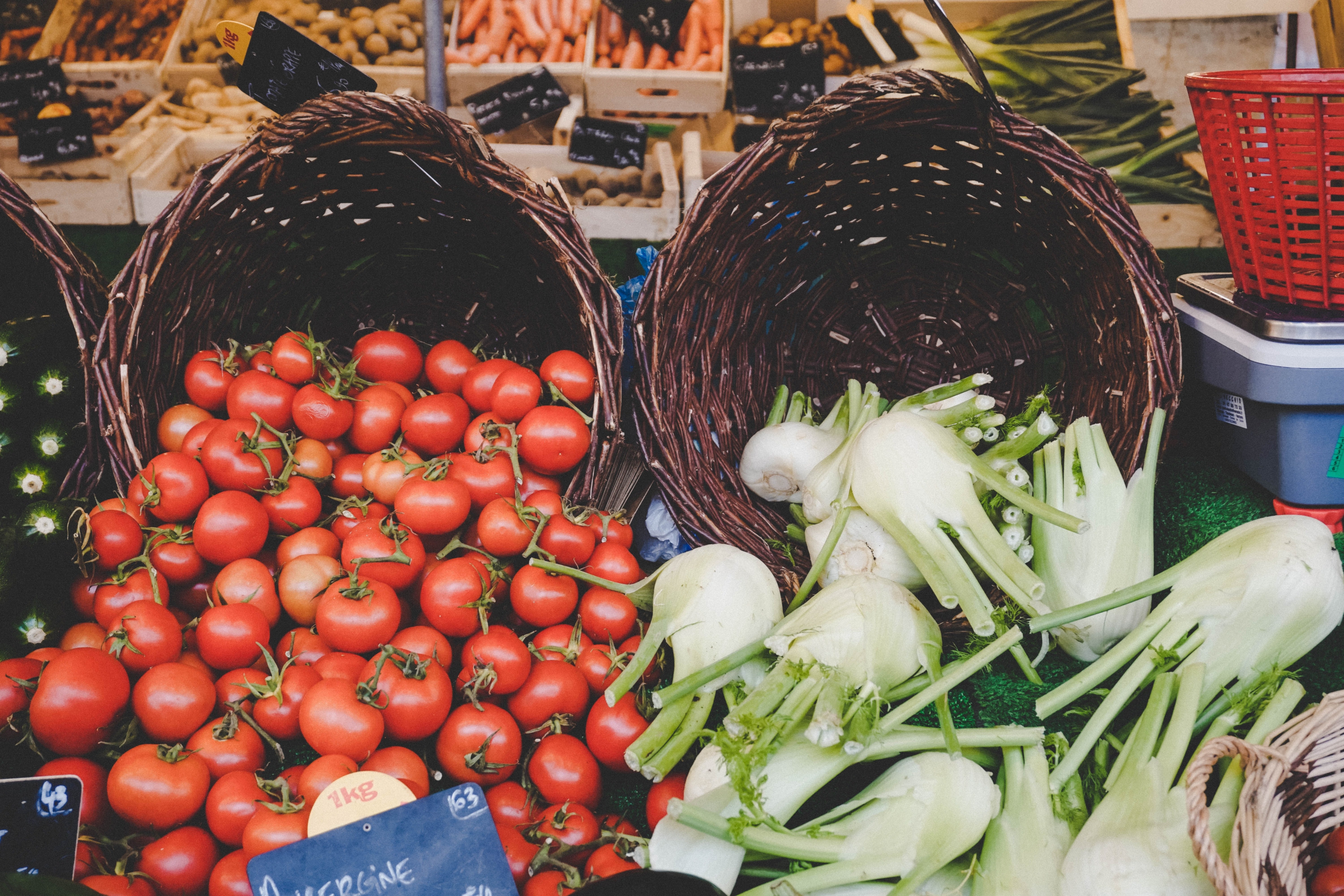 Fresh produce at an open-air market in Porto, Portugal