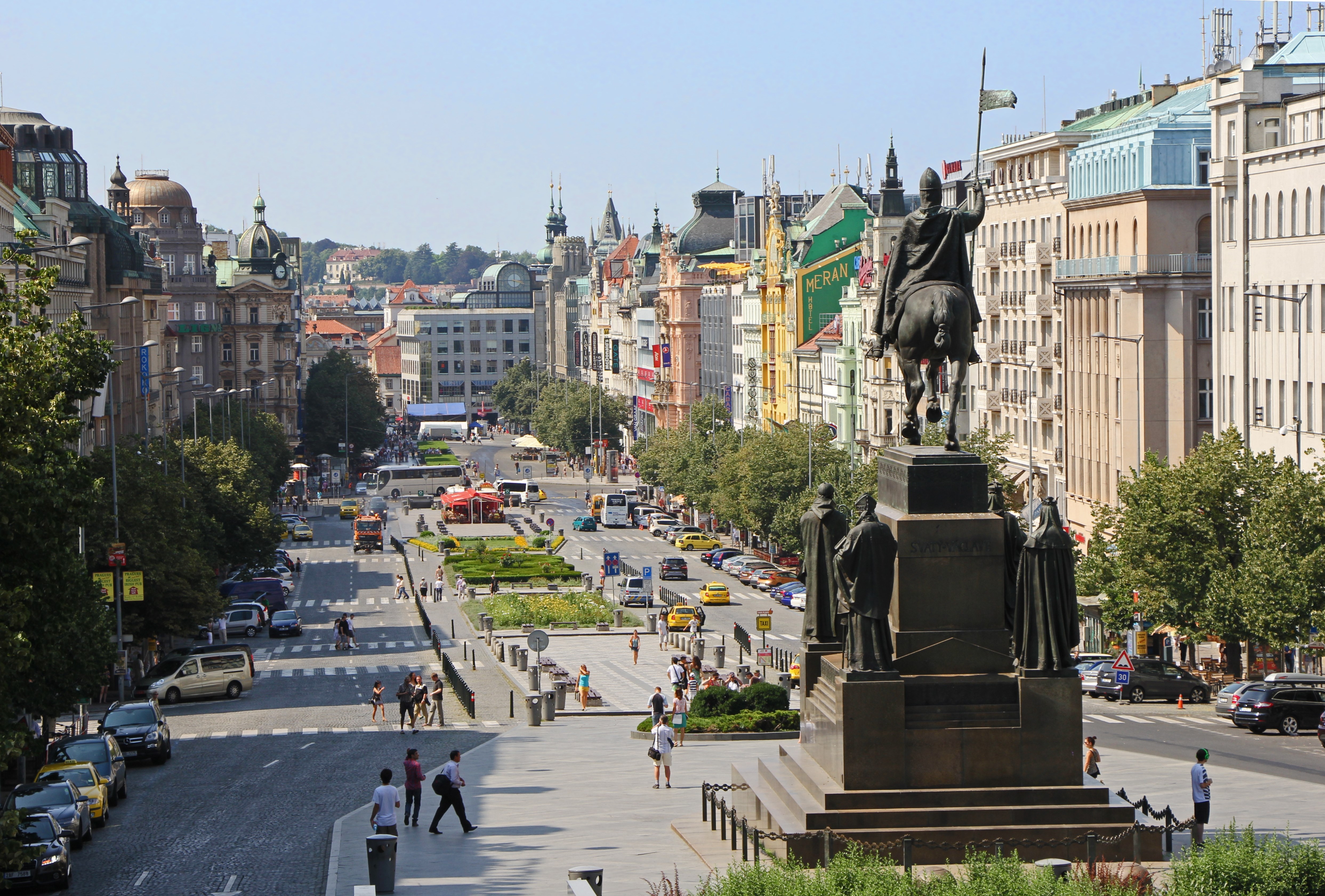 Wenceslas Square in Prague on a summer afternoon
