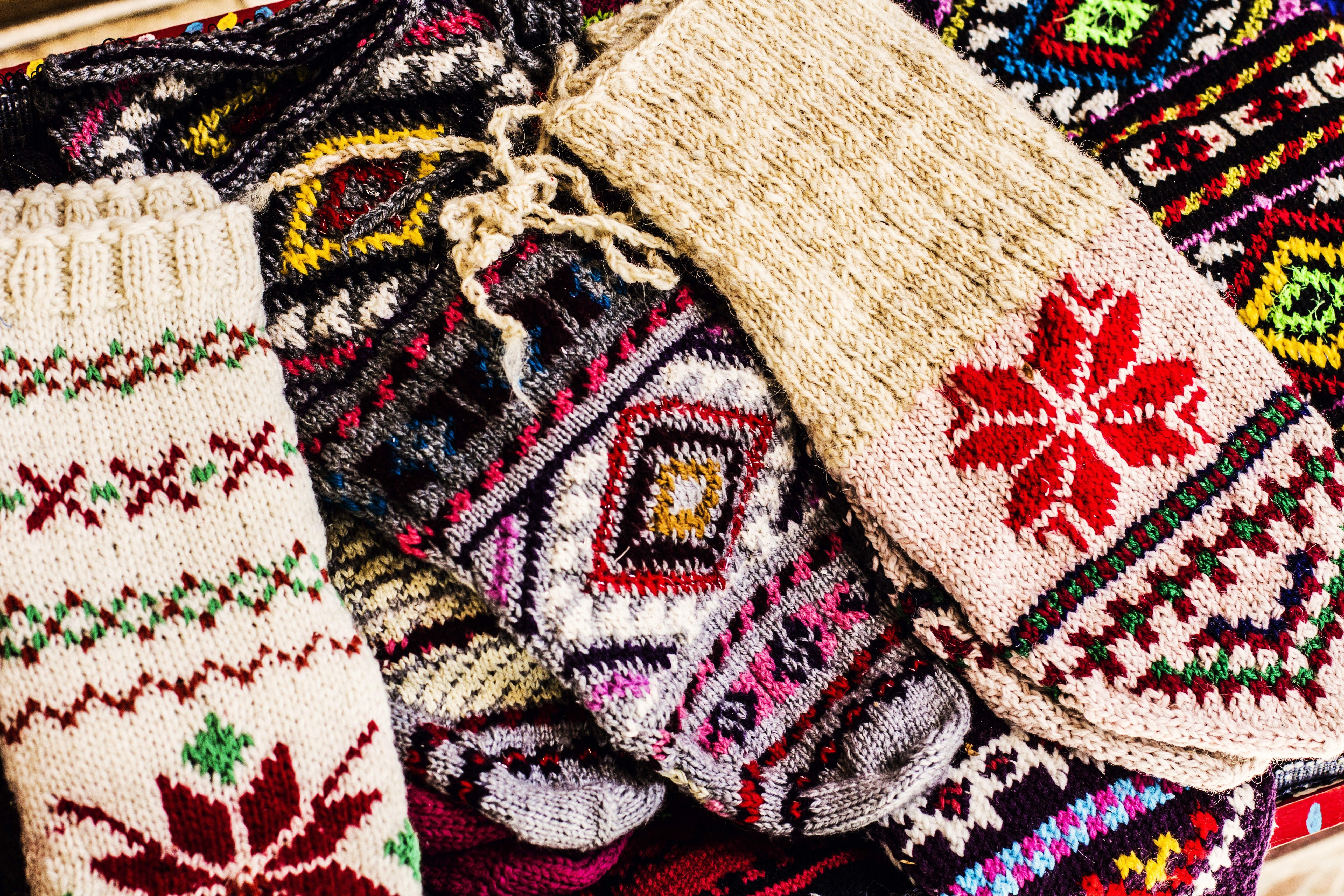 Mittens at Albanian market