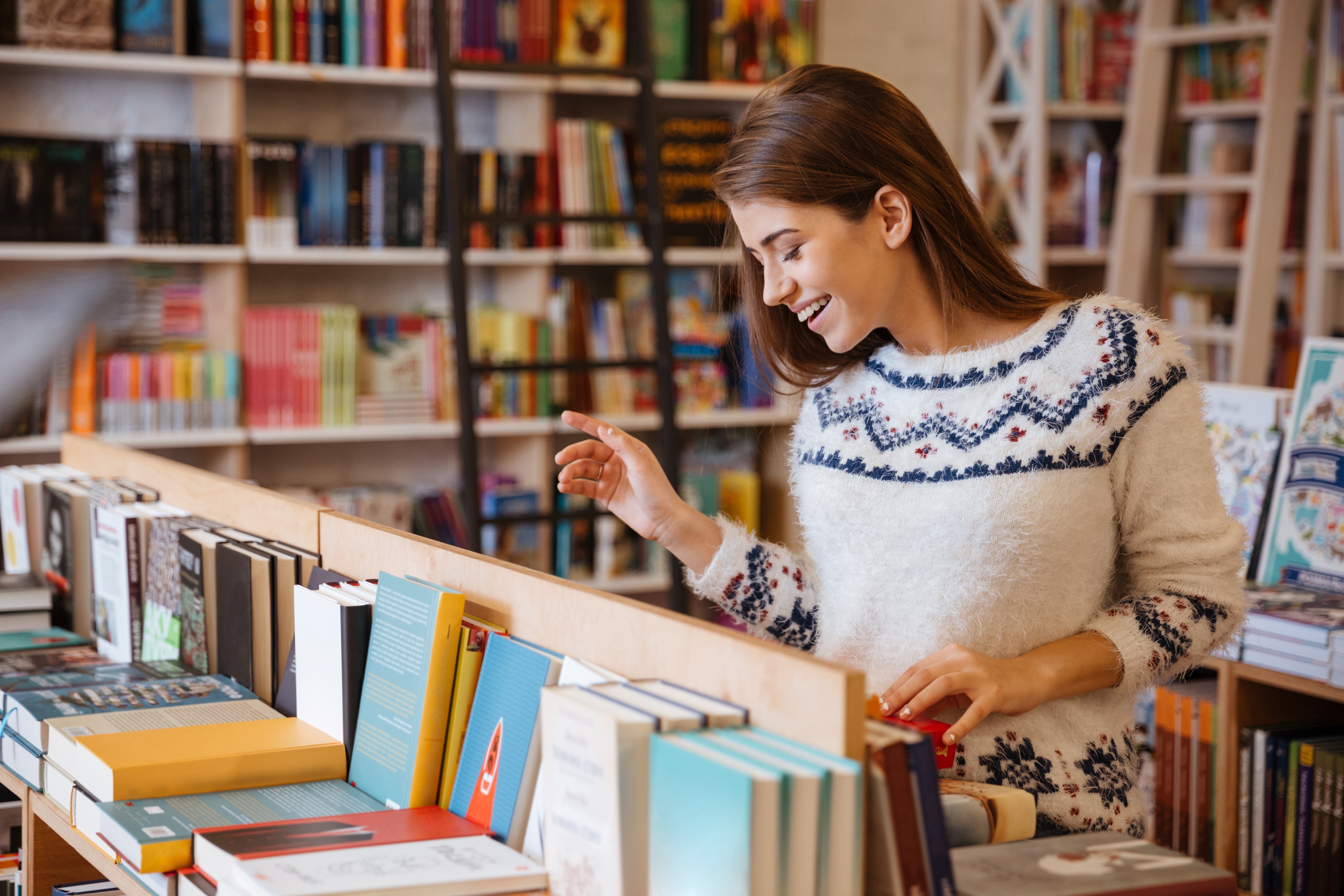 Woman in book store