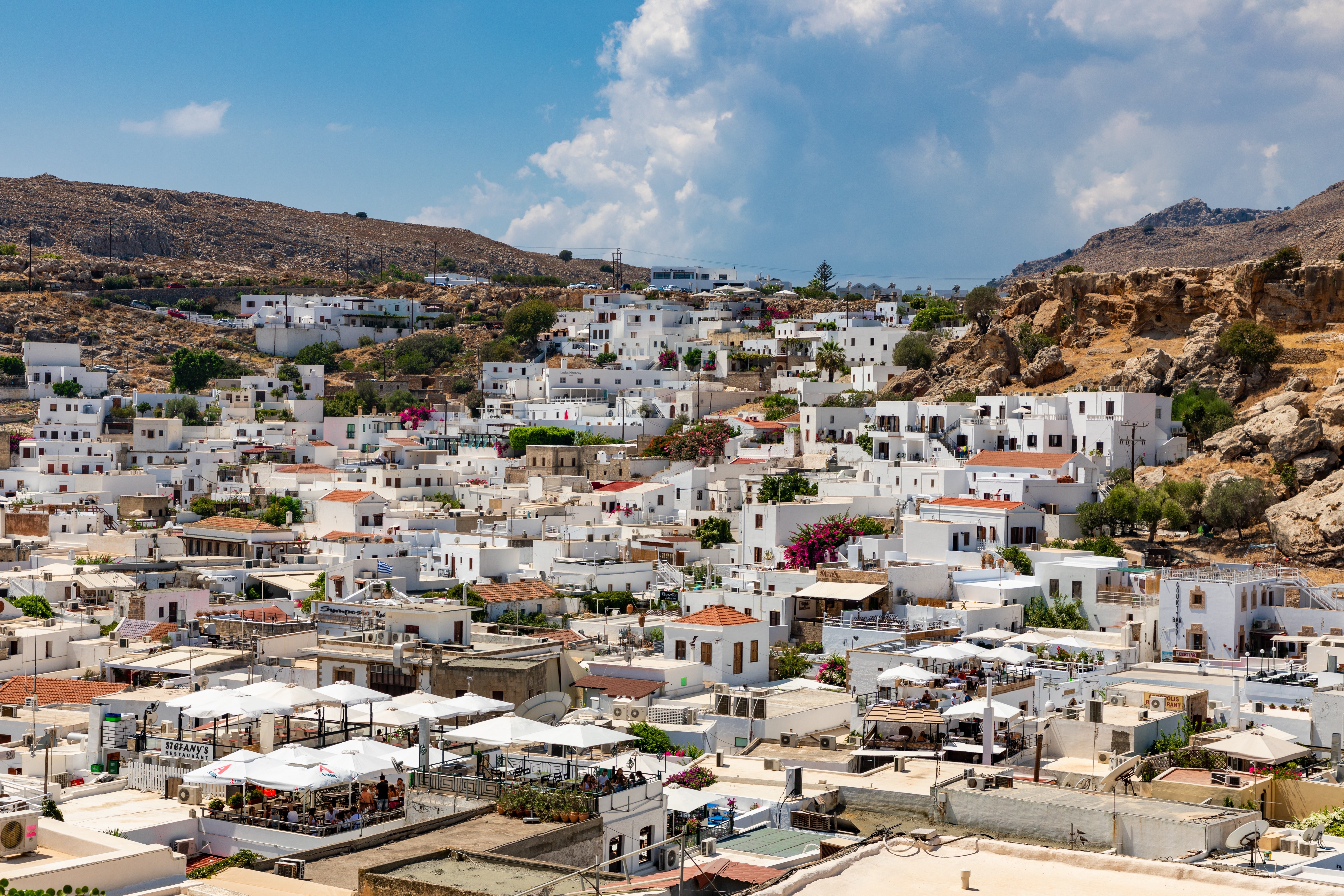 aerial view of Lindos on Rhodes