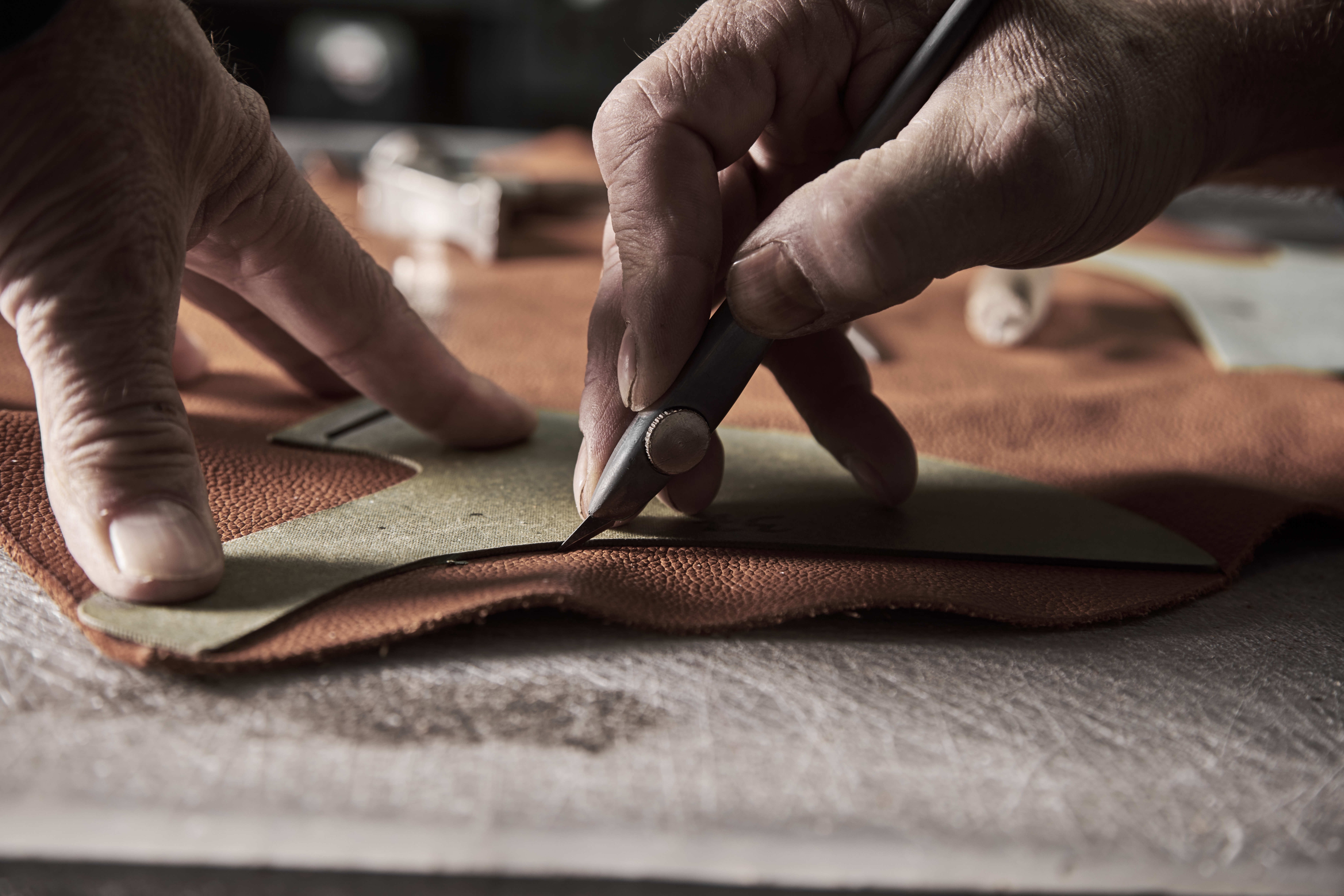 Shoe production process in factory