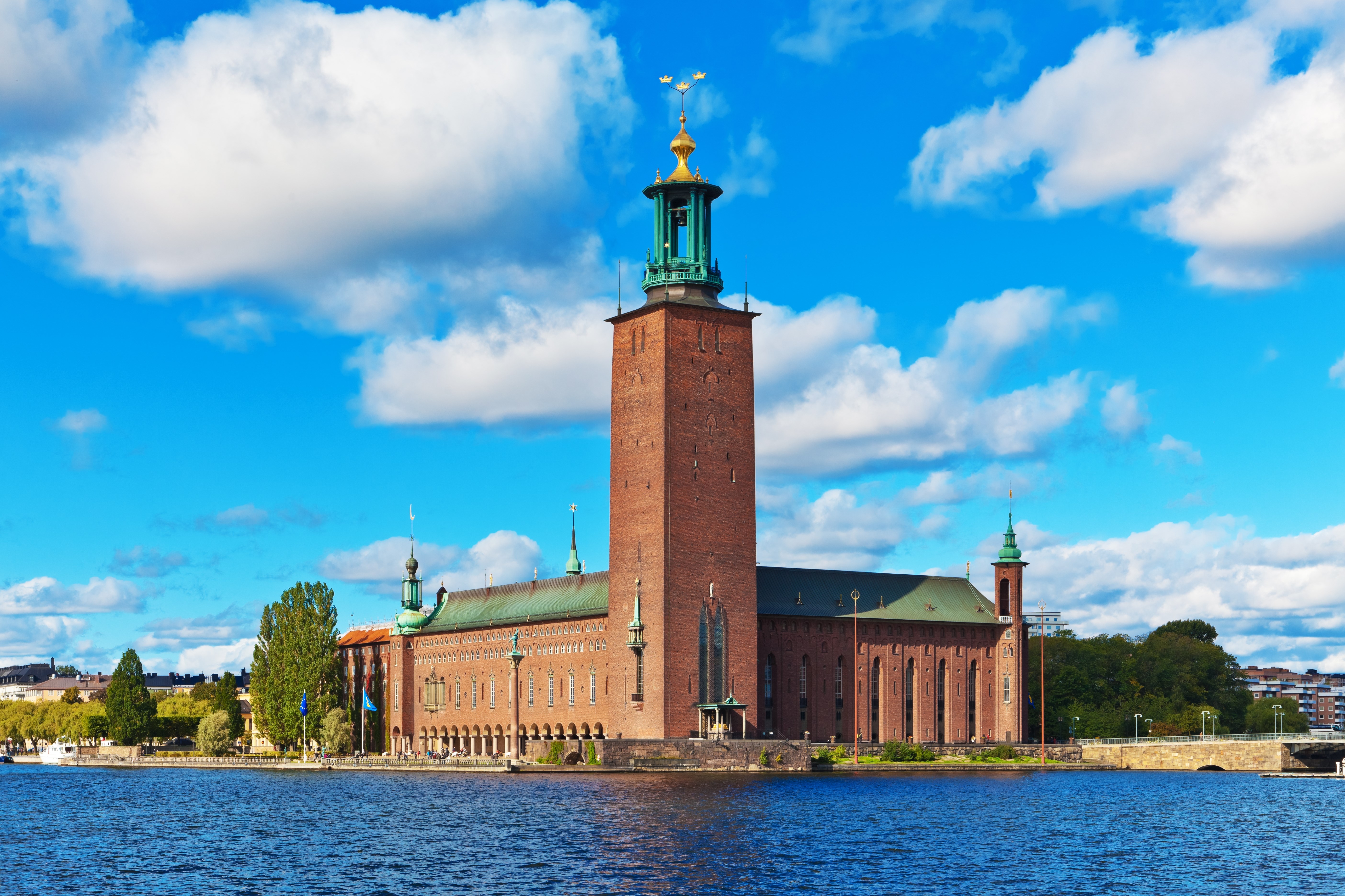 Scenic summer view of the City Hall castle in the Old Town
