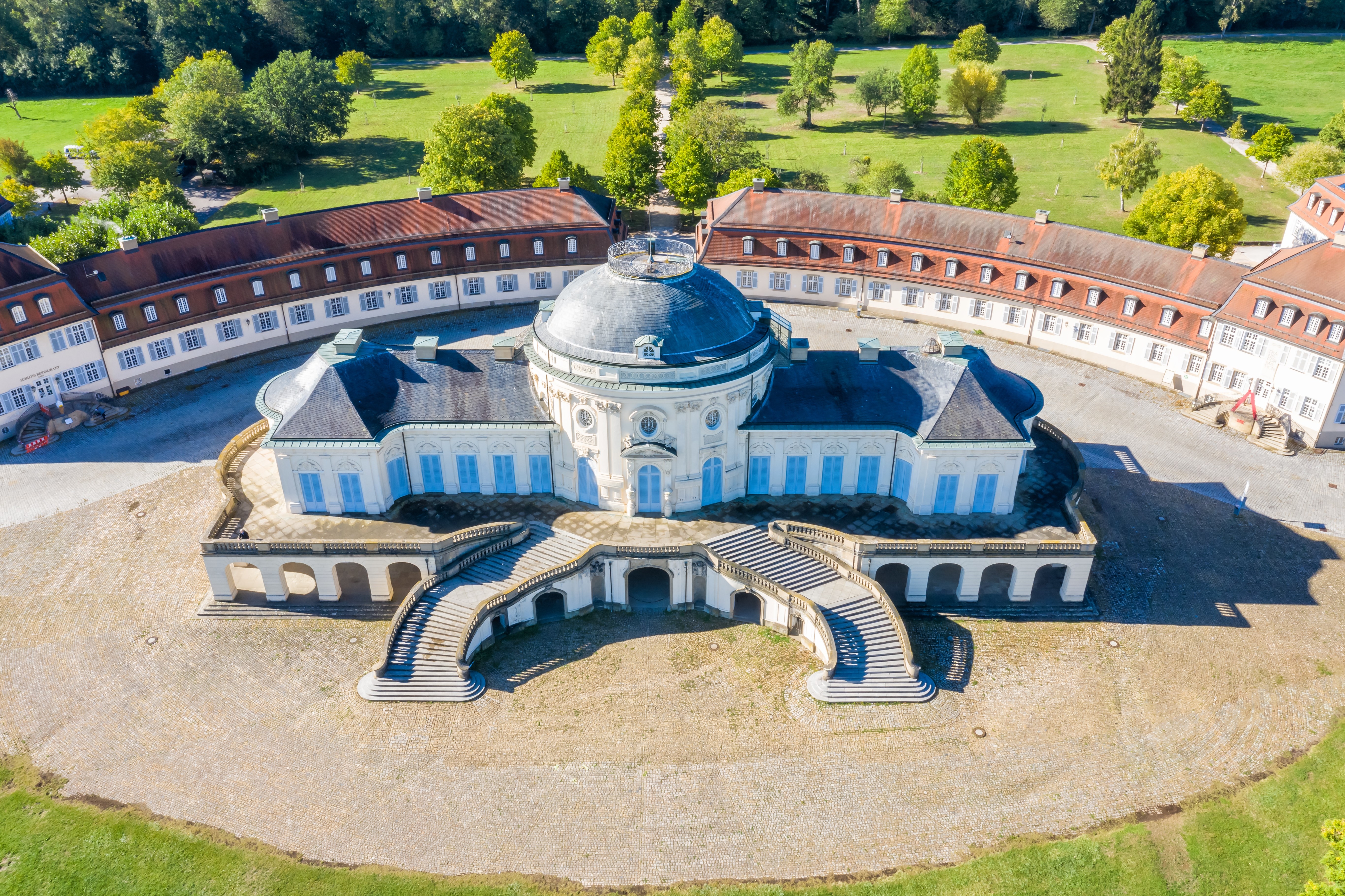 Stuttgart Solitude Castle aerial photo view architecture travel in Germany travel