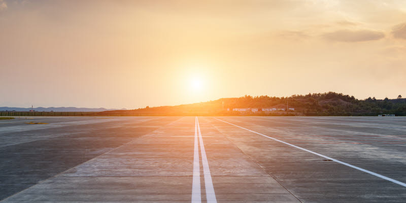 Runway in sunset Runway in sunset