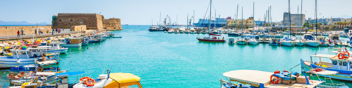 Harbor with many boats at Crete Harbor with many boats at Crete