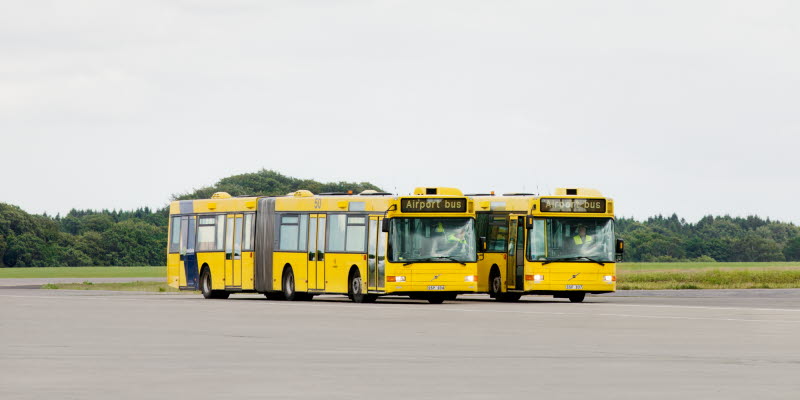 Yellow buses at Malmö Airport Yellow buses at Malmö Airport