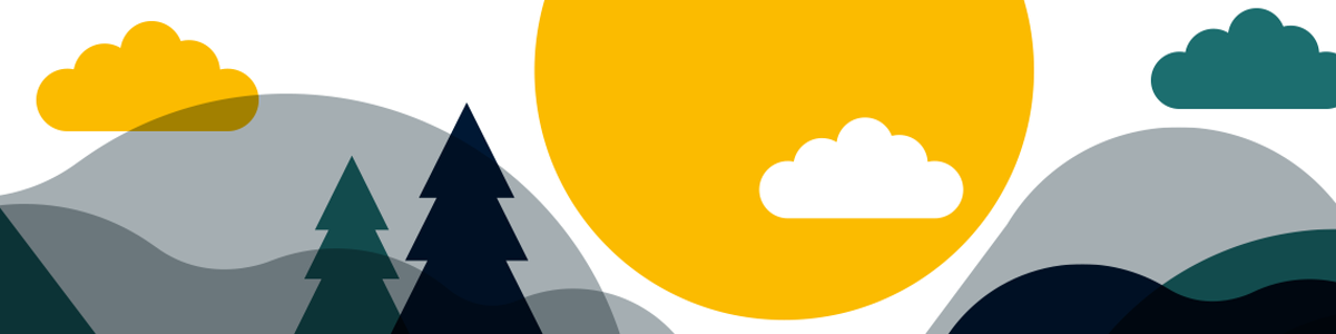 Illustration trees, clouds and mountain Illustration trees, clouds and mountain