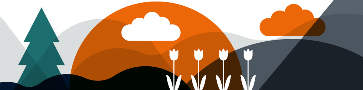 Illustration trees, clouds and mountain Illustration trees, clouds and mountain