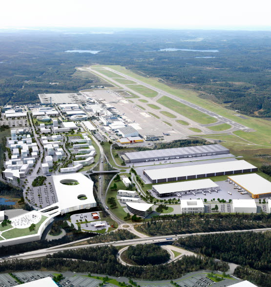 Illustration view over future Airport City Göteborg Illustration view over future Airport City Göteborg
