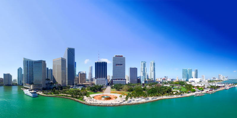 Miami with skyscrapes and water Miami with skyscrapes and water