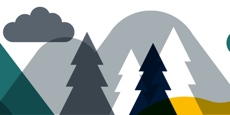 Illustration trees, clouds and mountain Illustration trees, clouds and mountain