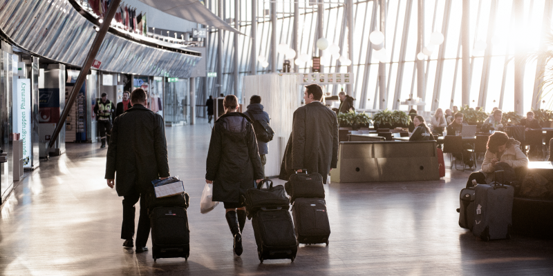 People with bags in SkyCity Arlanda People with bags in SkyCity Arlanda