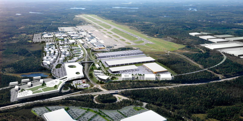 Illustration view over future Airport City Göteborg Illustration view over future Airport City Göteborg