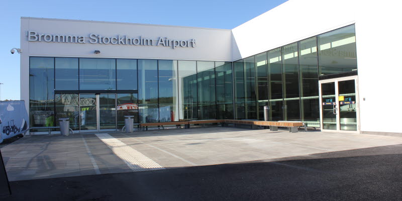 View from the arrival hall at Bromma Stockholm Airport. View from the arrival hall at Bromma Stockholm Airport.