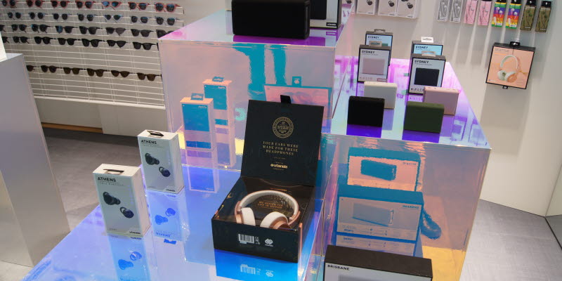 Headphones and sun glases at a grand opening at Stockholm Arlanda Airport Headphones and sun glases at a grand opening at Stockholm Arlanda Airport
