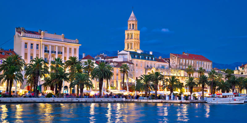 Colorful Split waterfront evening view, Dalmatia, Croatia Colorful Split waterfront evening view, Dalmatia, Croatia