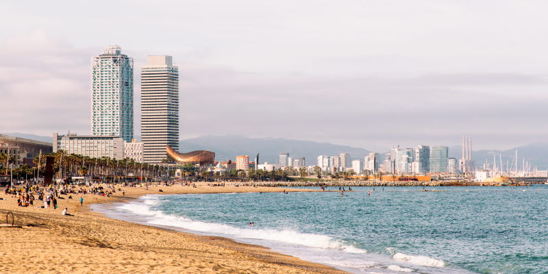 Barcelona beach and skyscrapes Barcelona beach and skyscrapes