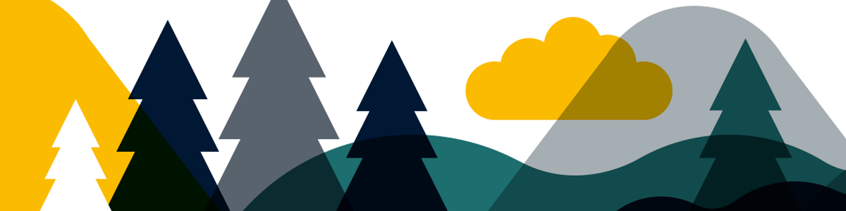 Illustration trees, clouds and mountain Illustration trees, clouds and mountain