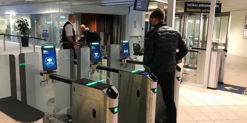 Traveler passing the self service access control Traveler passing the self service access control