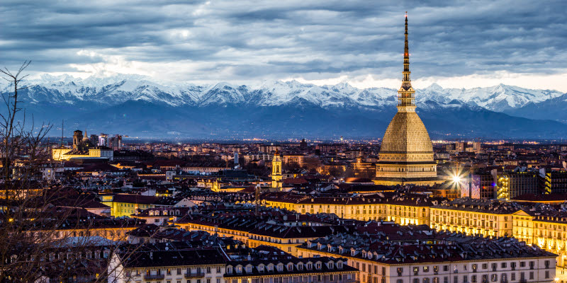 Winter view over the italian city Turin Winter view over the italian city Turin