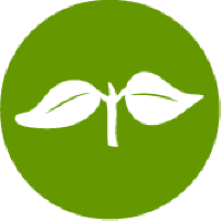 Two small leaves on a s stalk as a symbol for vegetarian food
