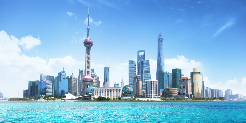 Shanghai skyline in sunny day, China Shanghai skyline in sunny day, China